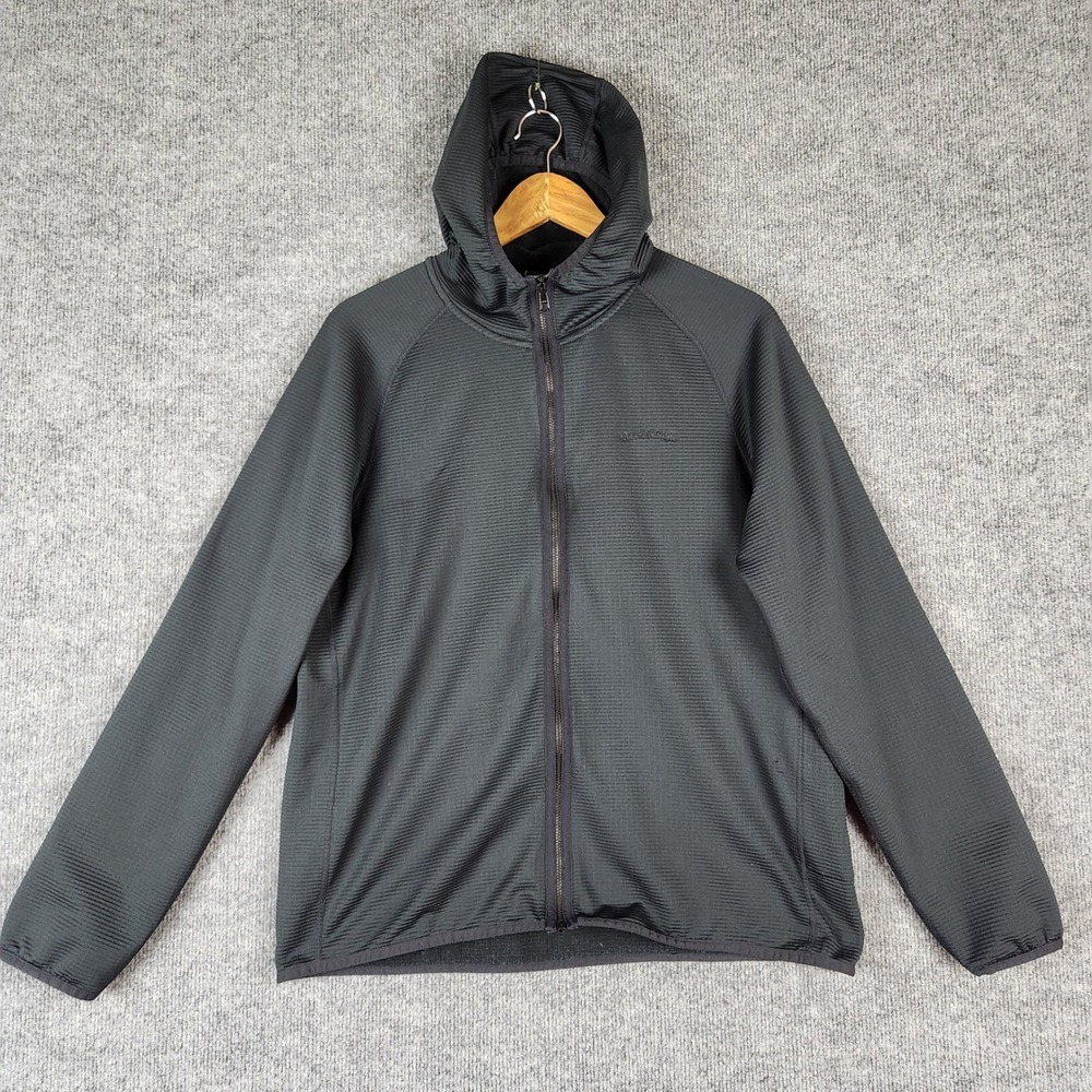 Merrell Jacket Mens Full Zip Hooded Black Ribbed Fleece Coat Medium
